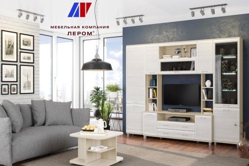 Модульная гостиная Мелисса 2 ясень асахи/снежный ясень